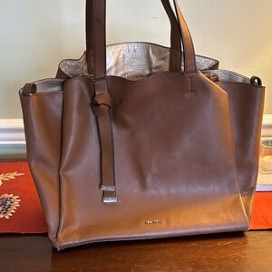 Nine West Tan Tote with Metallic Interior